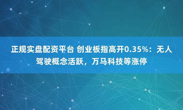 正规实盘配资平台 创业板指高开0.35%：无人驾驶概念活跃，万马科技等涨停