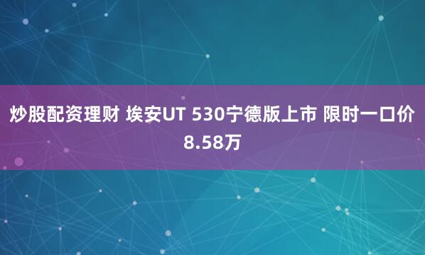炒股配资理财 埃安UT 530宁德版上市 限时一口价8.58万